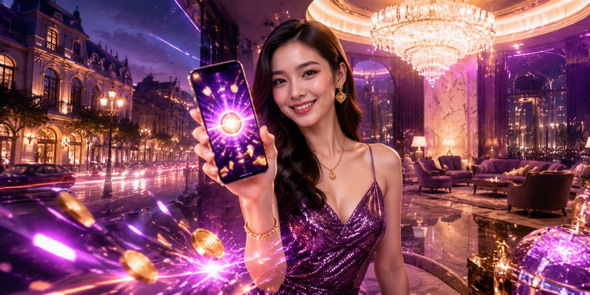 Trải nghiệm casino di động tại Hà Nội – màn hình điện thoại neon